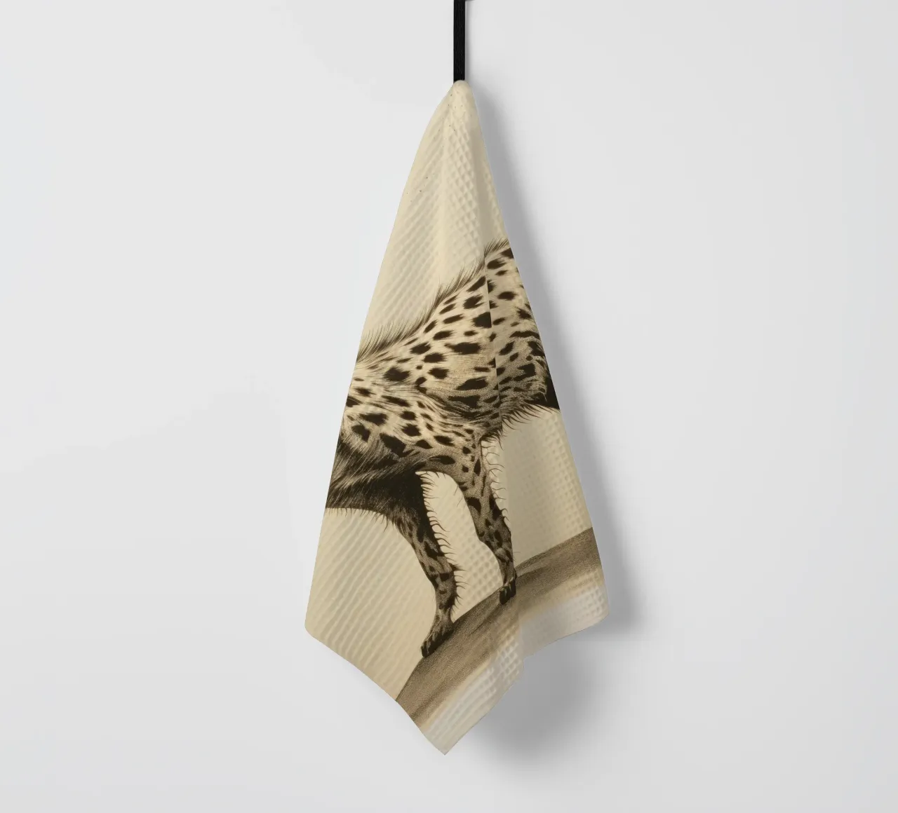 Green Hyena 3 tea towel by Minimal Animal Art