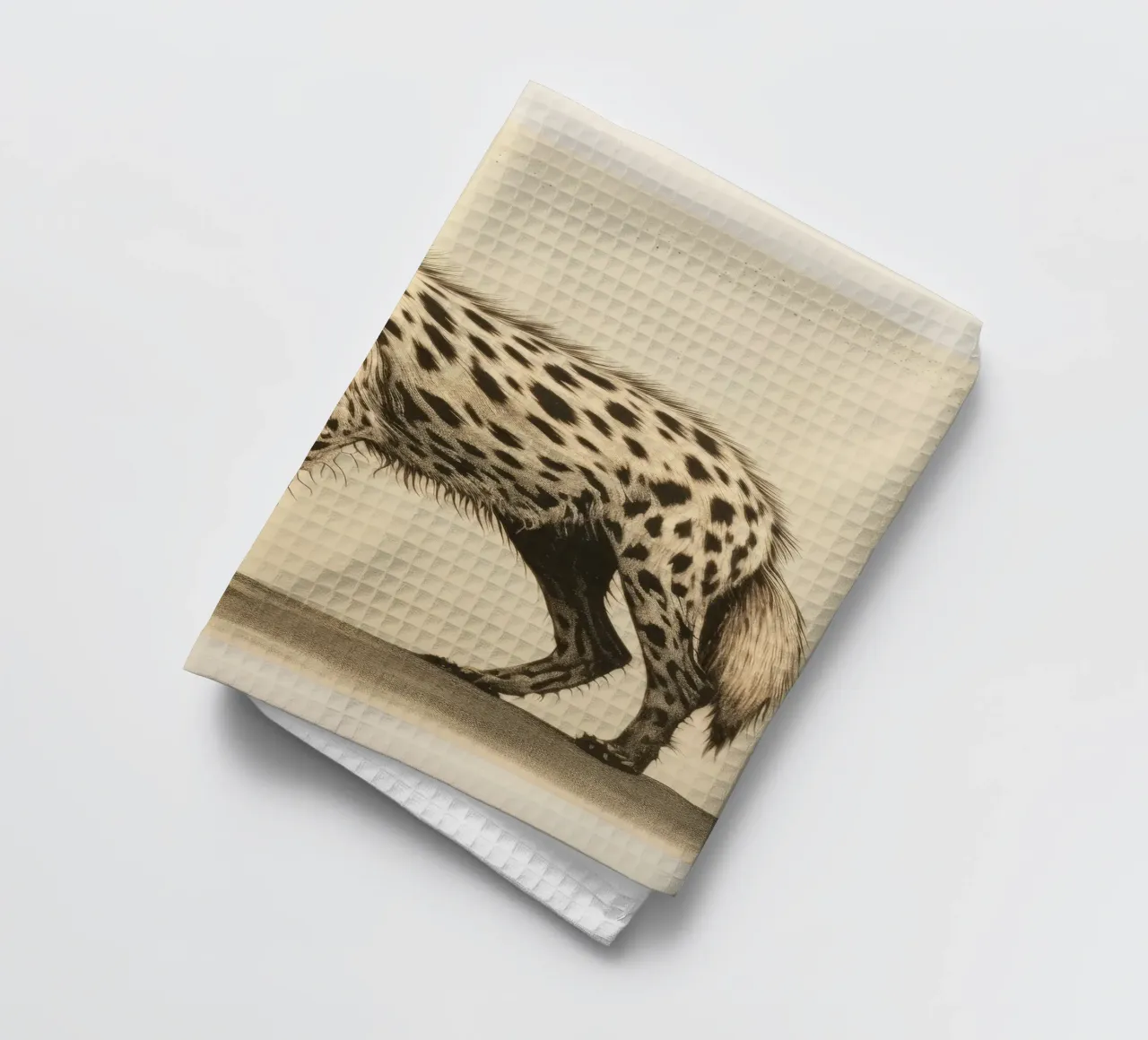 Green Hyena 3 tea towel by Minimal Animal Art