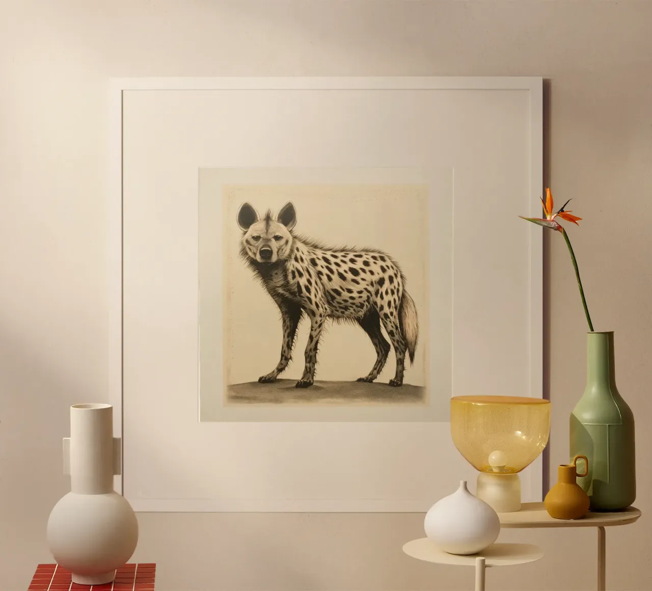 Grüne Hyäne 3 Hahnemühle von Minimal Animal Art