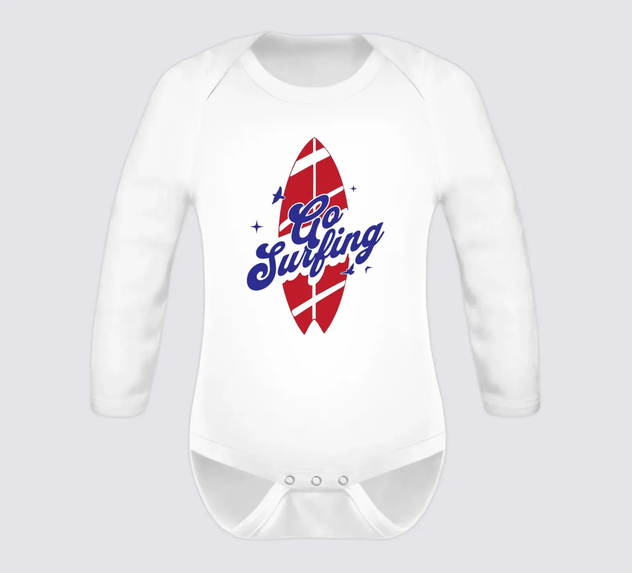 Go Surfing long-sleeve baby romper by Gunawan Rb