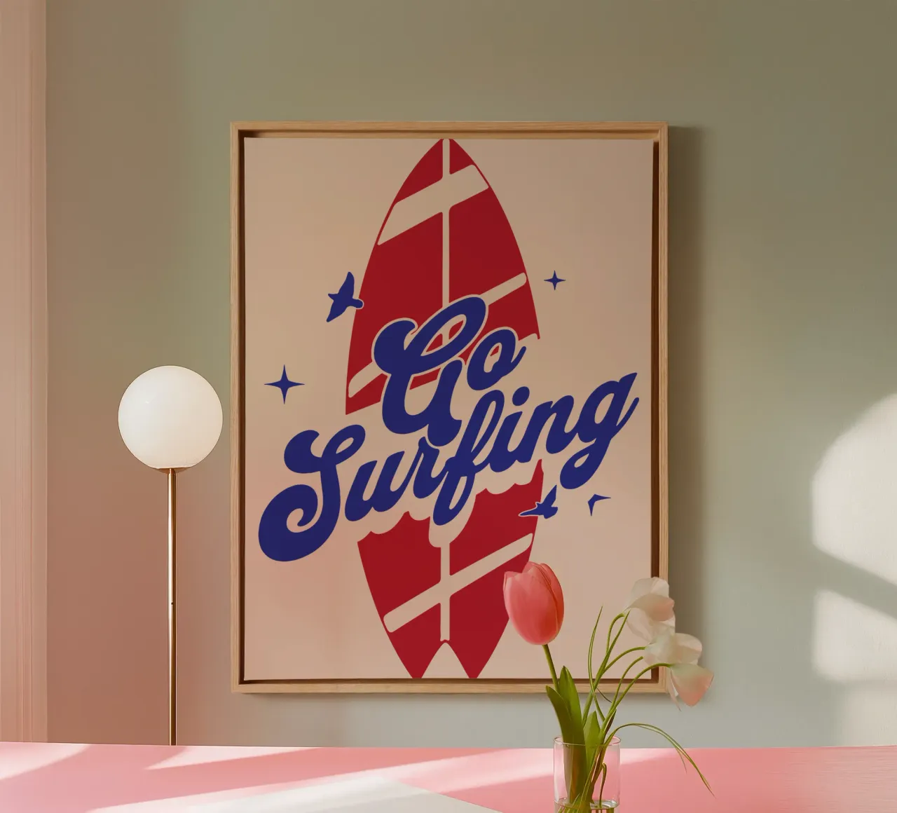 Go Surfing canvas with Floater frame by Gunawan Rb