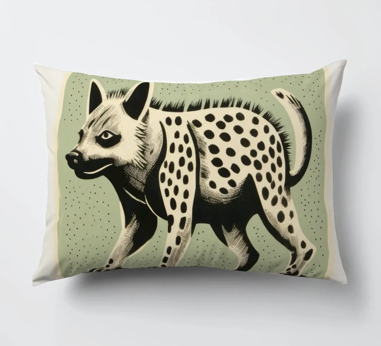 Green Hyena 4 decorative cushion by Minimal Animal Art