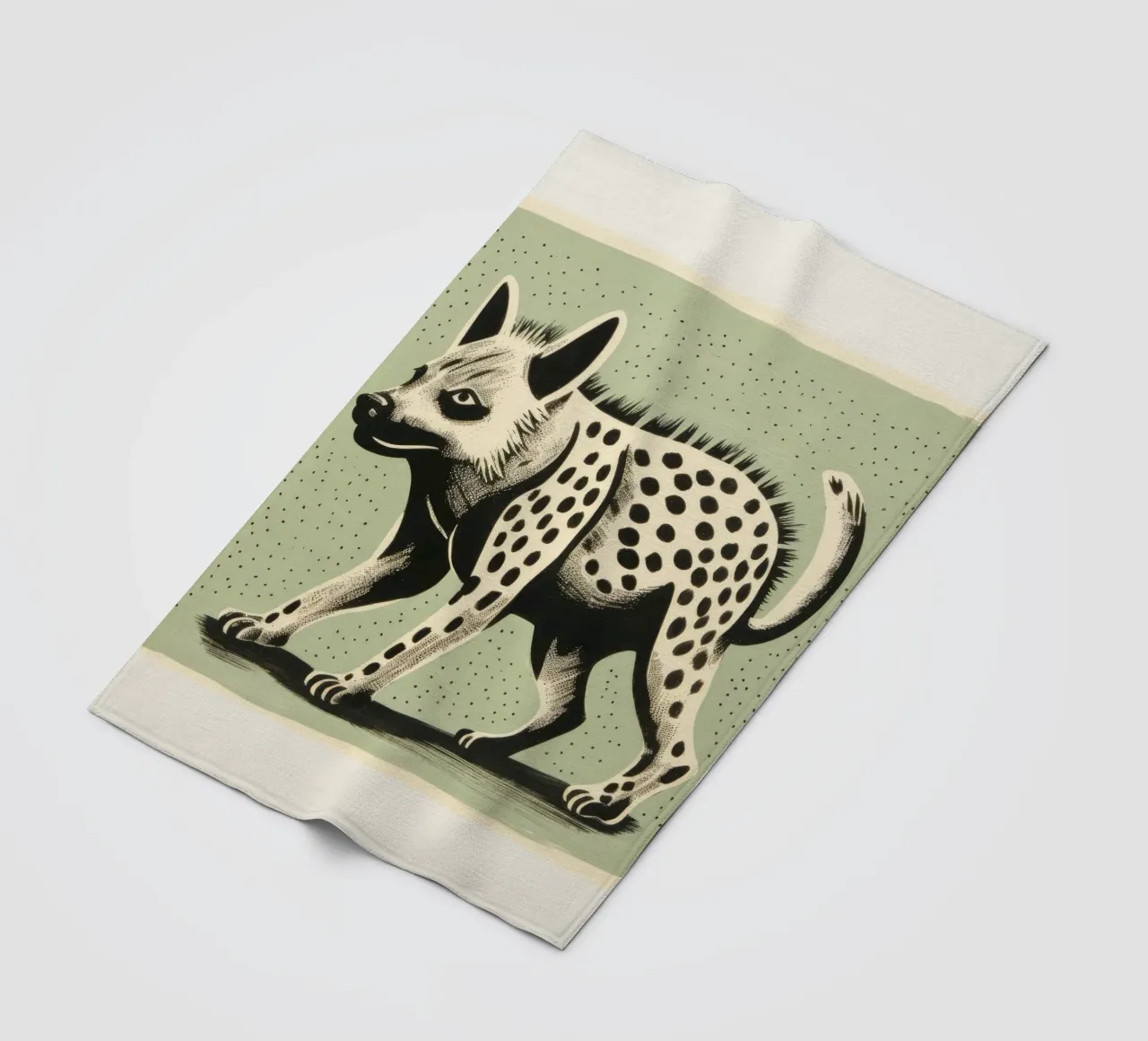 Green Hyena 4 fleece blanket by Minimal Animal Art