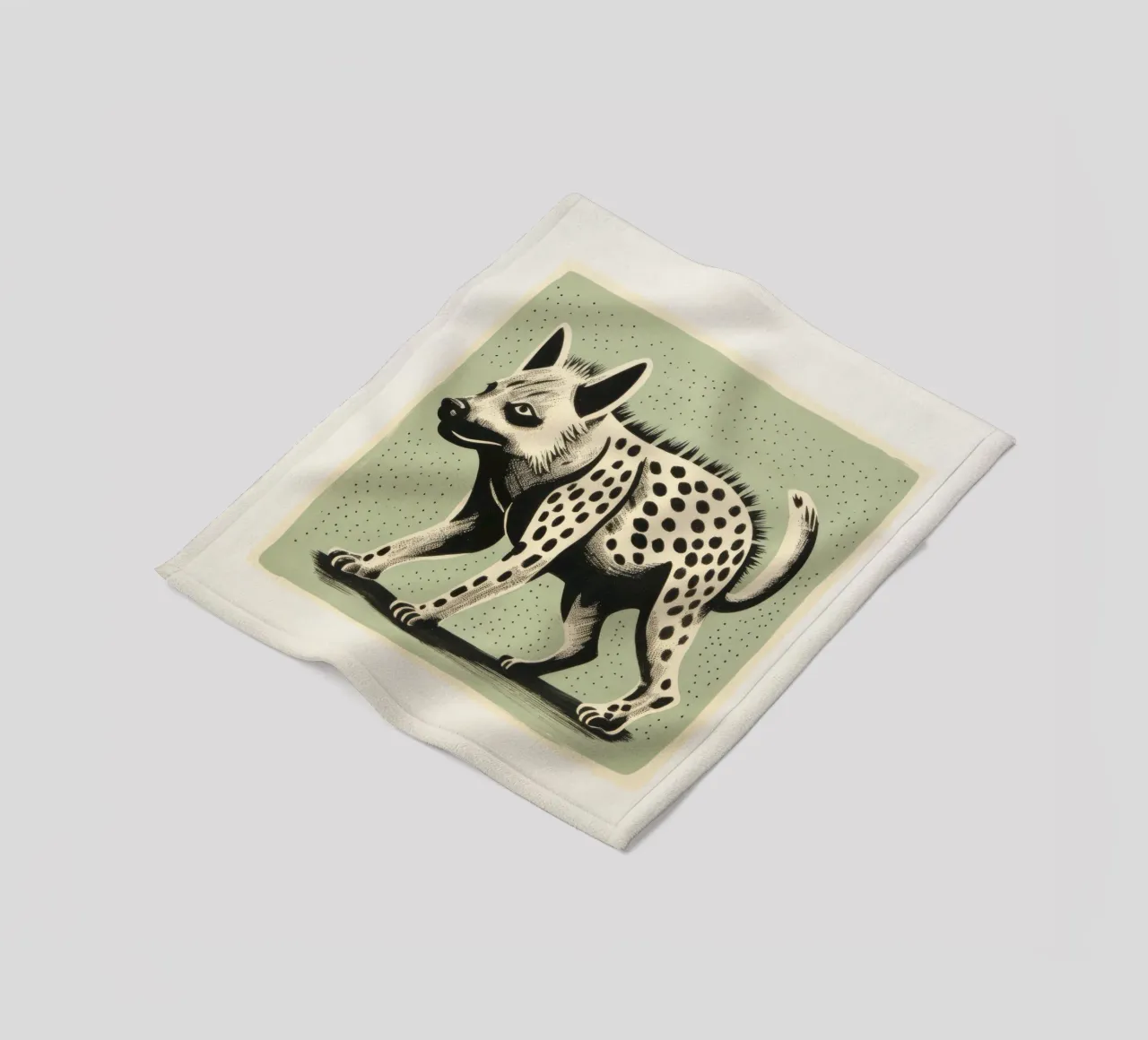 Green Hyena 4 fleece blanket by Minimal Animal Art