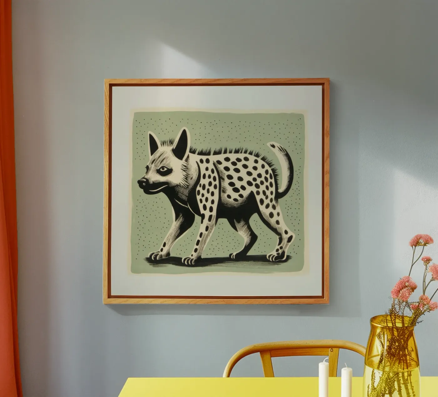 Green Hyena acryl van Minimal Animal Art