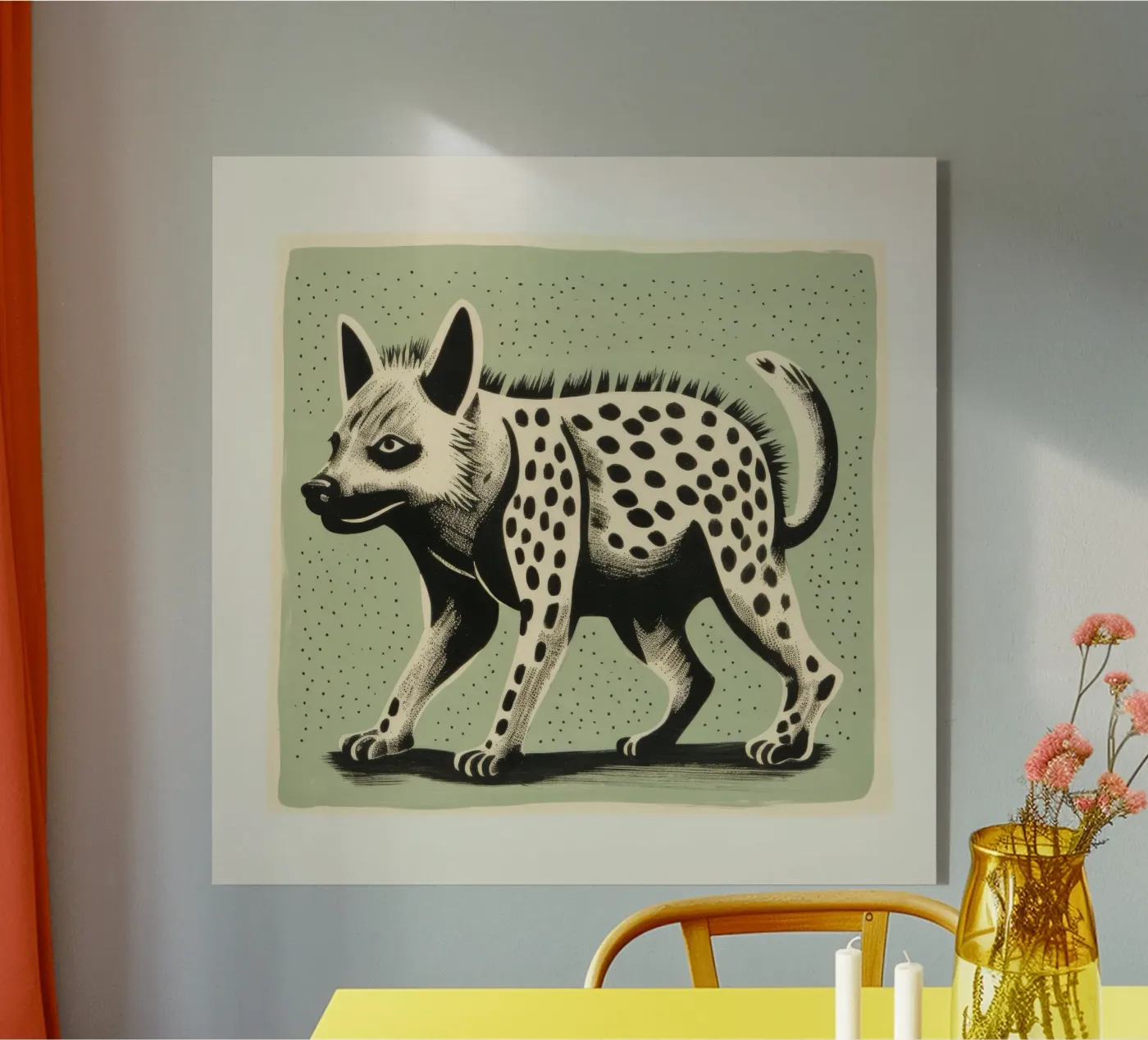 Green Hyena acryl van Minimal Animal Art