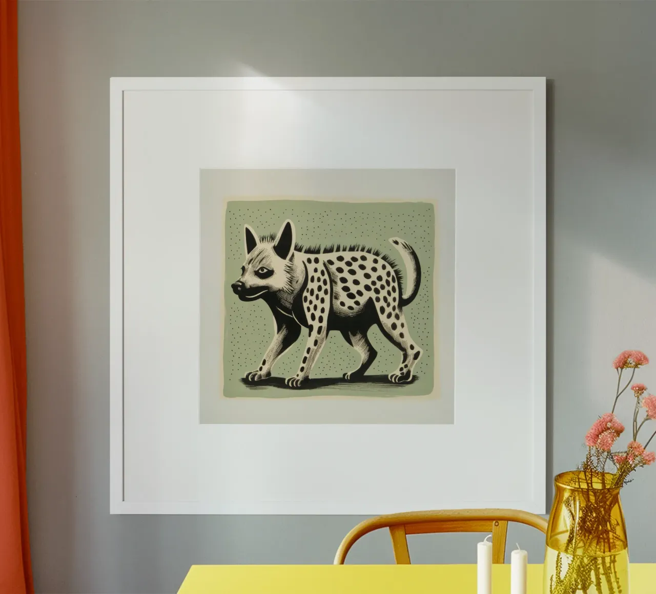 Green Hyena 4 poster by Minimal Animal Art