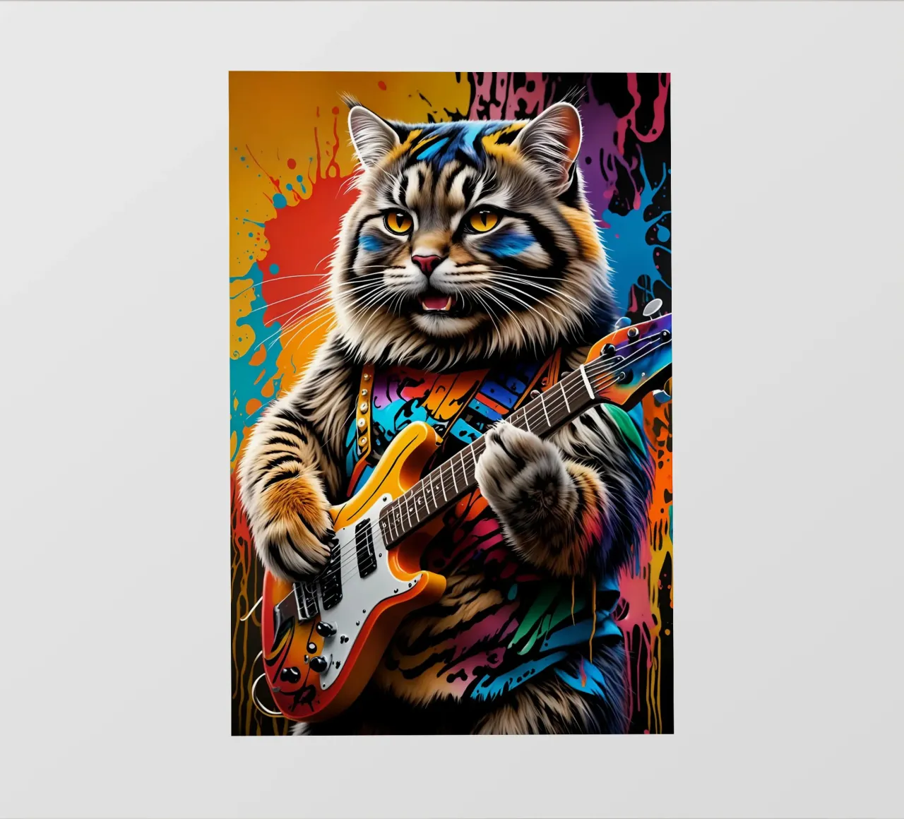 Il gatto Manul suona la chitarra telo in pvc da MakArena