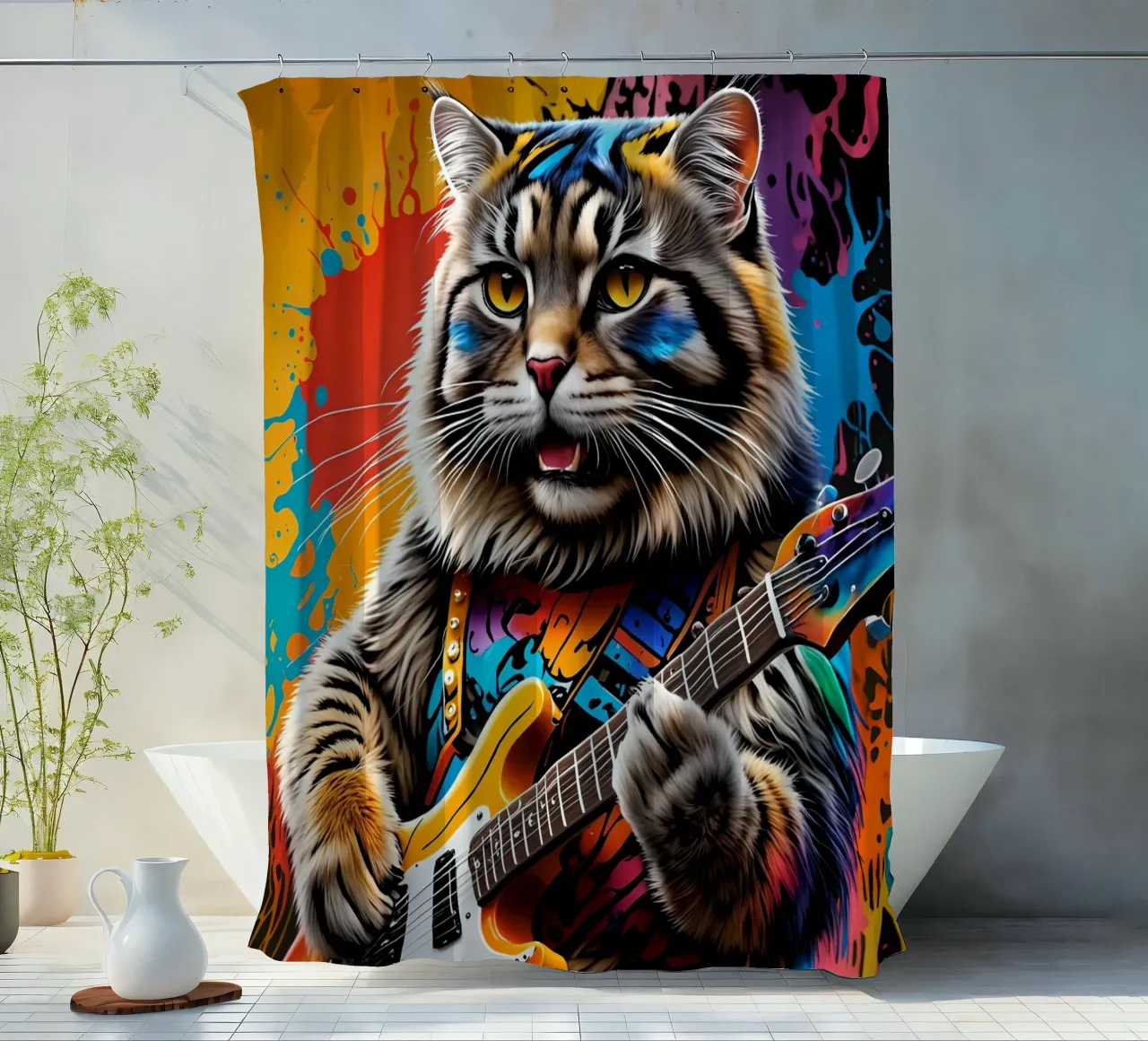 Il gatto Manul suona la chitarra tenda da doccia da MakArena