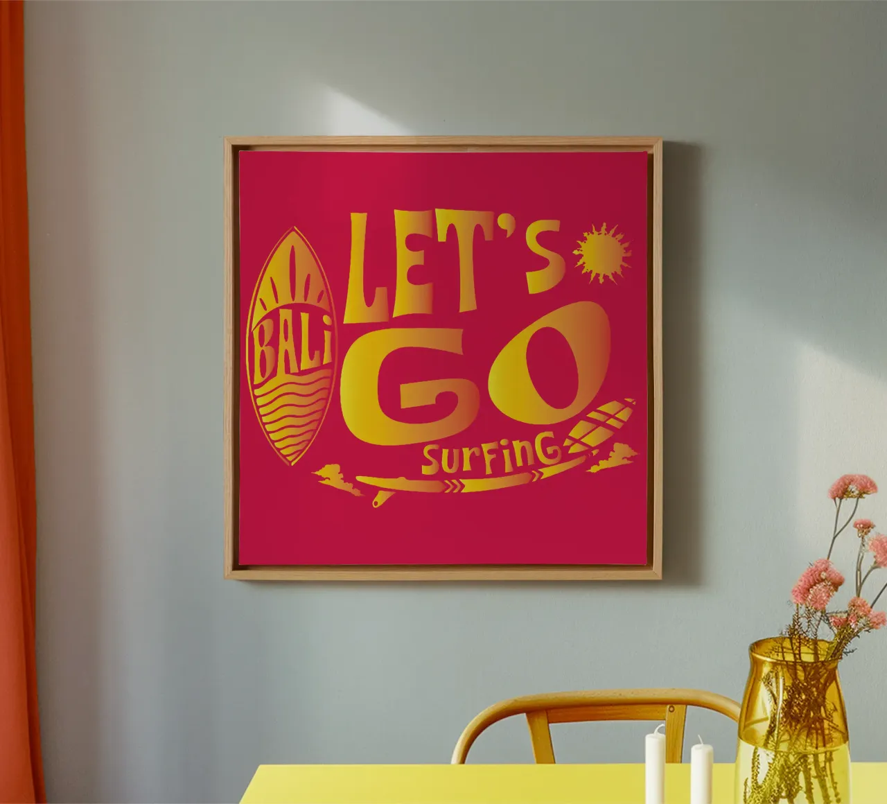 Let's Go Surfing canvas with Floater frame by Gunawan Rb