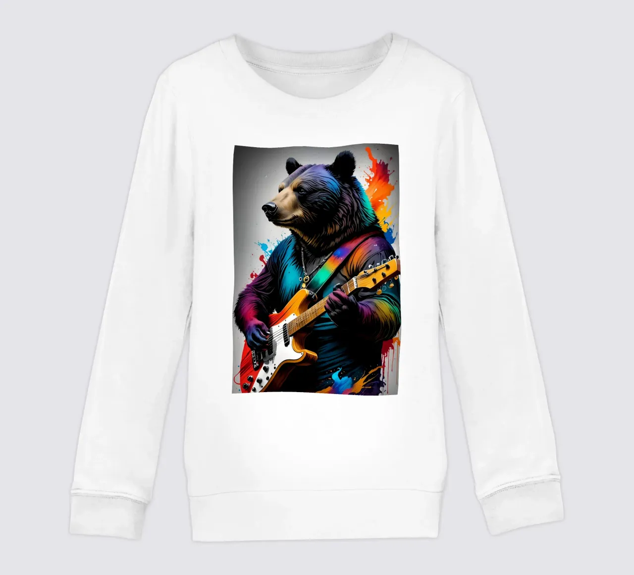 Bear playing guitar kids sweatshirt by MakArena