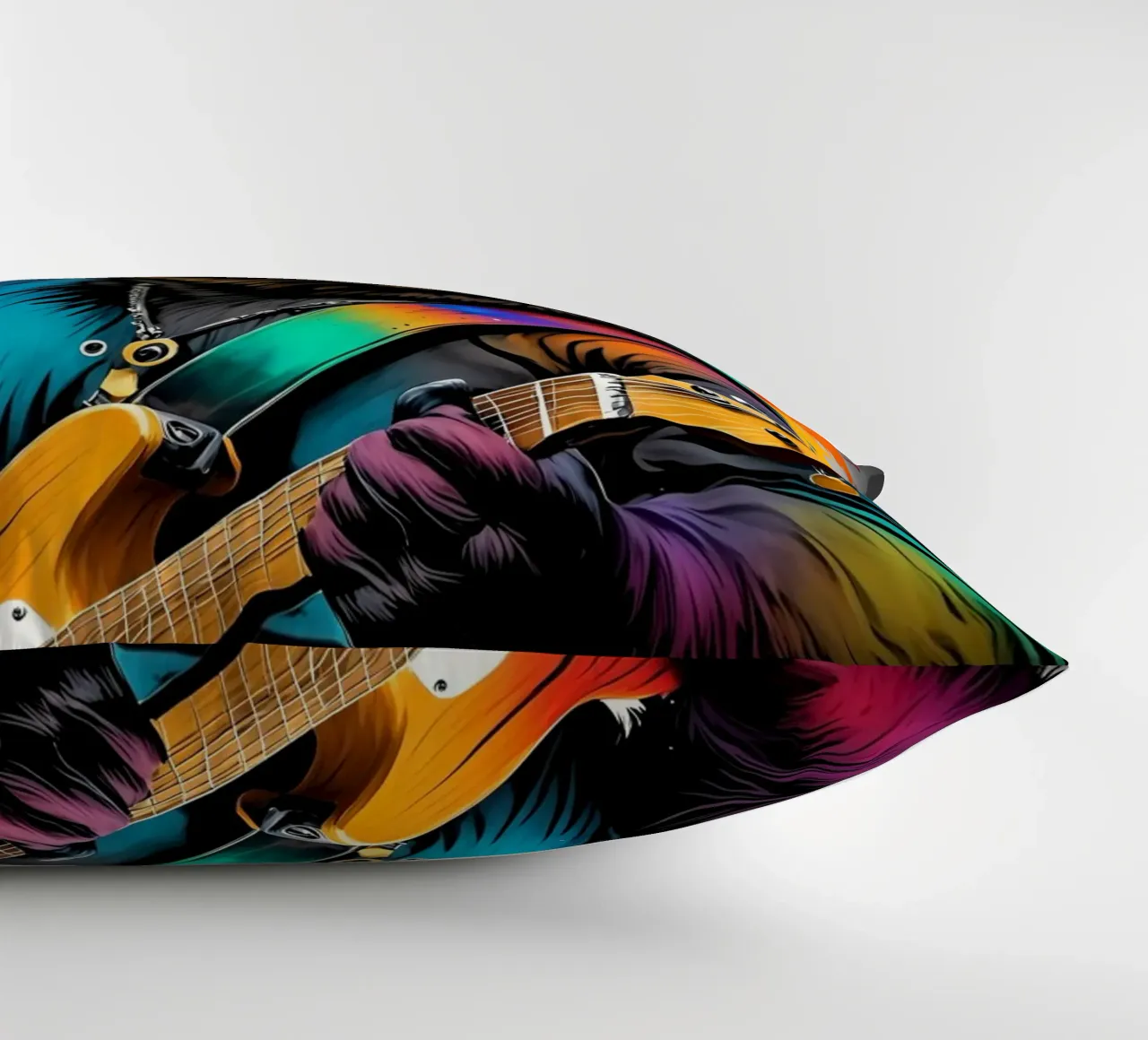 Bear playing guitar decorative cushion by MakArena