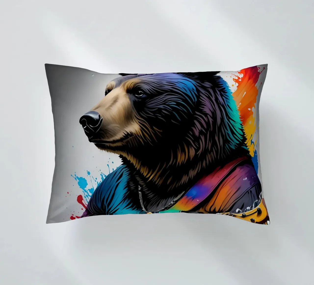 Bear playing guitar decorative cushion by MakArena