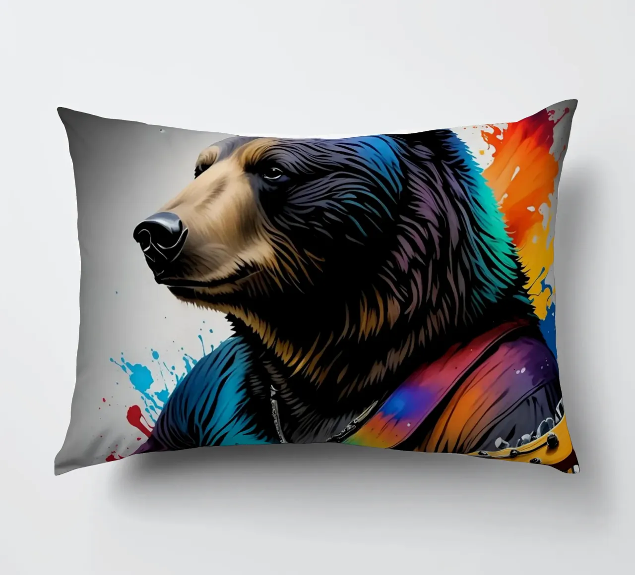 Bear playing guitar decorative cushion by MakArena