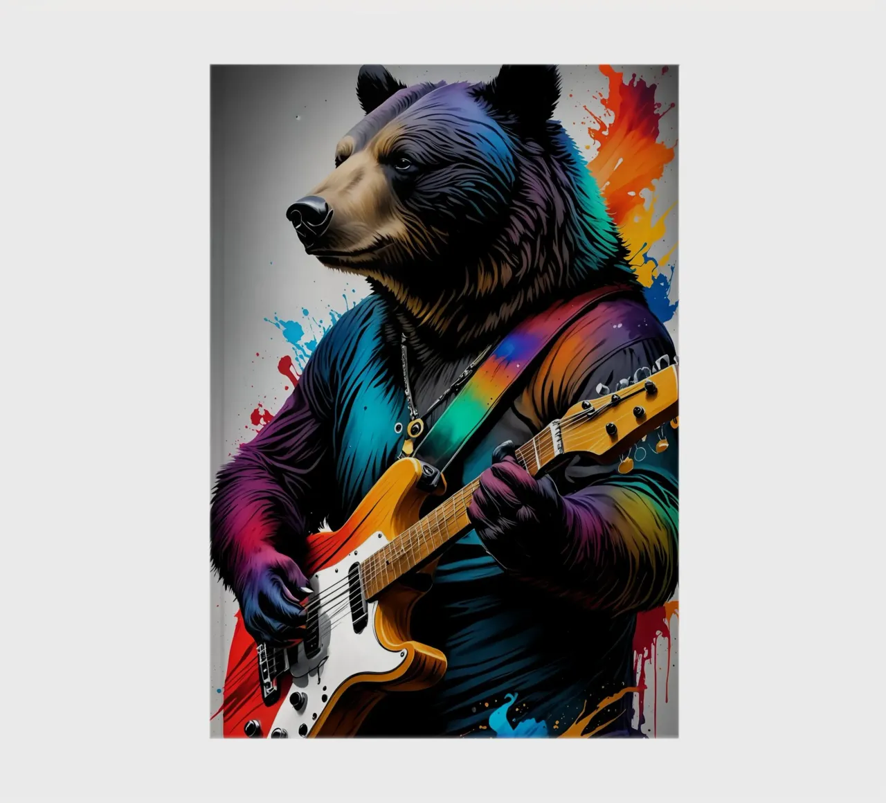 Bear playing guitar notebook by MakArena