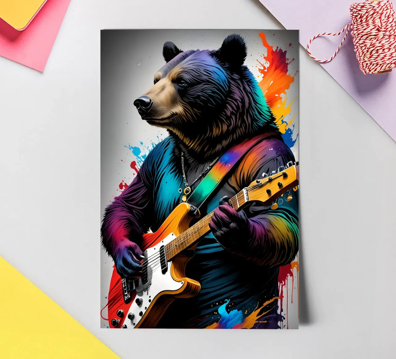 Bear playing guitar sticker sheet by MakArena