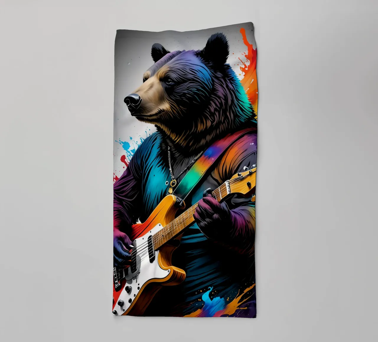 Bear playing guitar towel by MakArena
