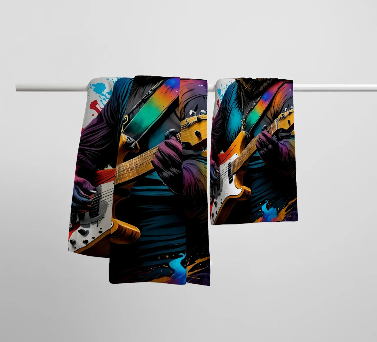 Bear playing guitar towel by MakArena