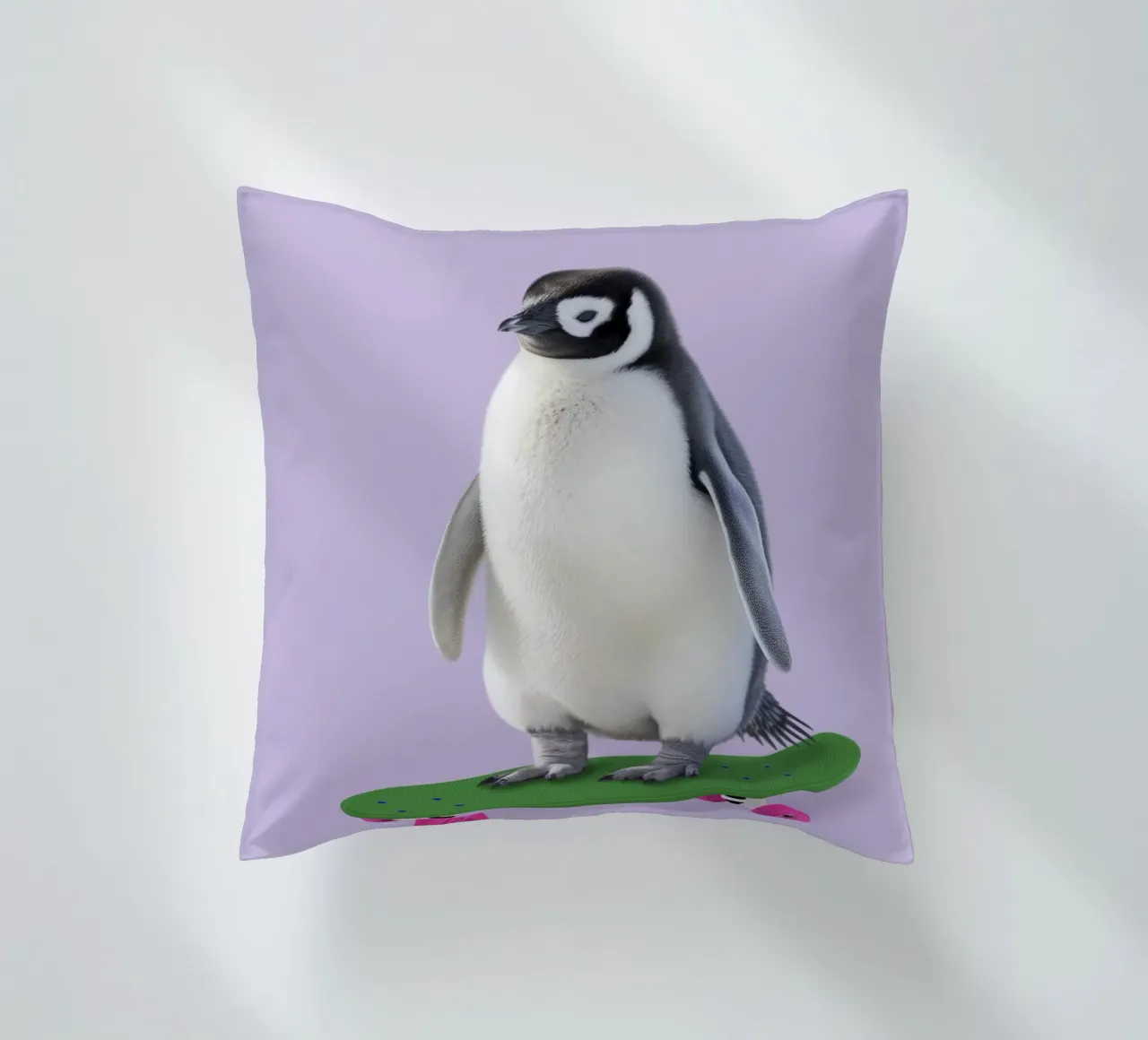 Skate Penguin decorative cushion by Dagmar Pels