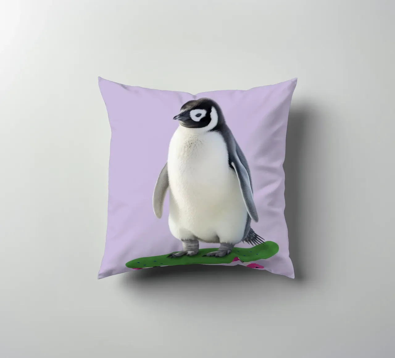 Skate Penguin decorative cushion by Dagmar Pels