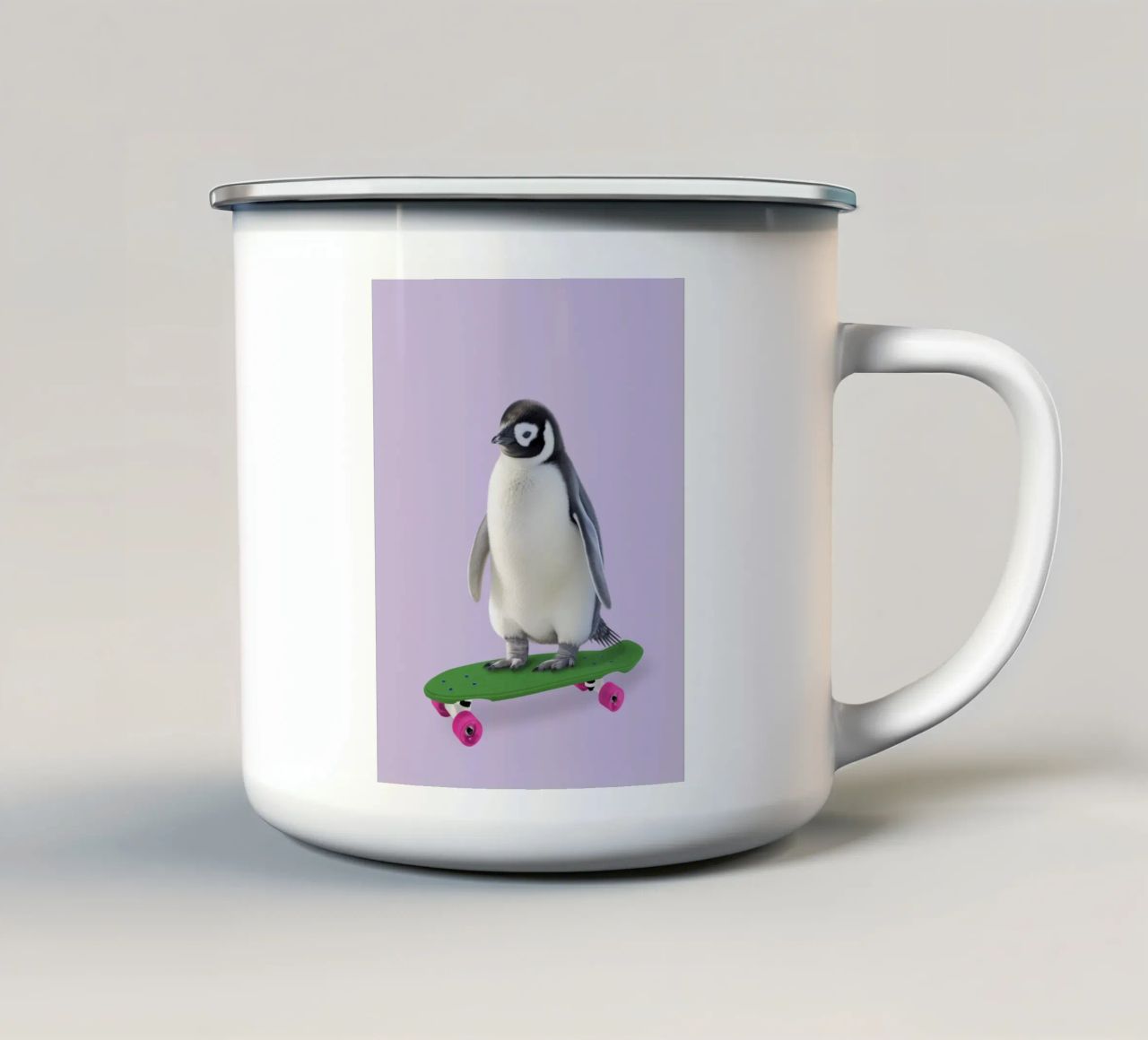 Skate Penguin tazza in smalto da Dagmar Pels