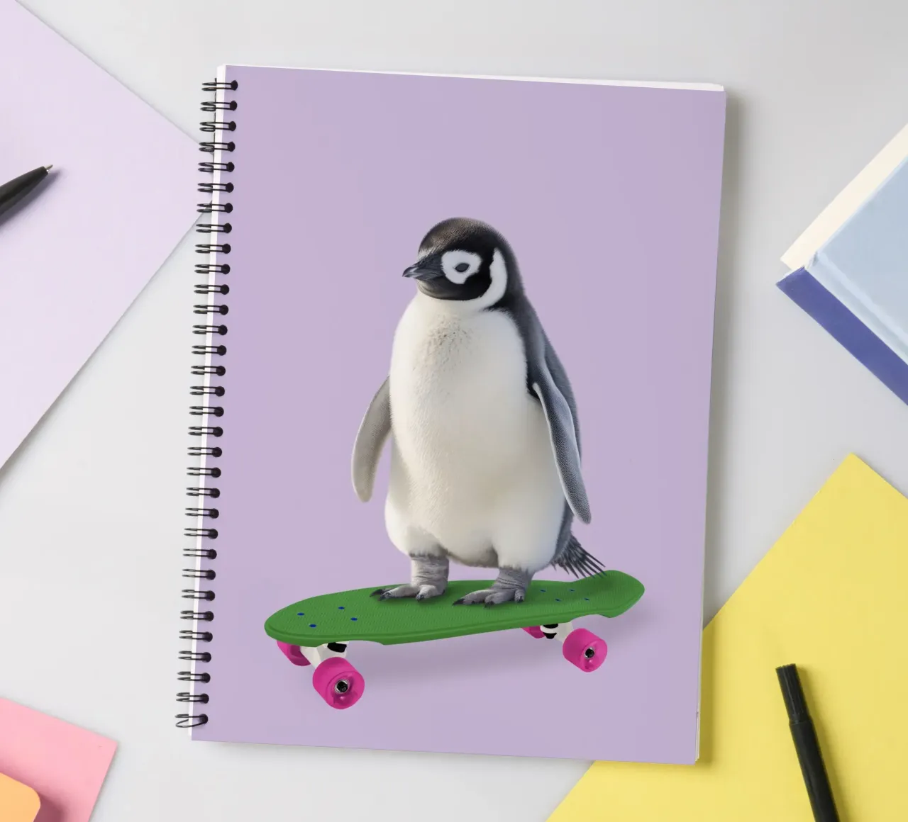 Skate Penguin spiral notebook by Dagmar Pels