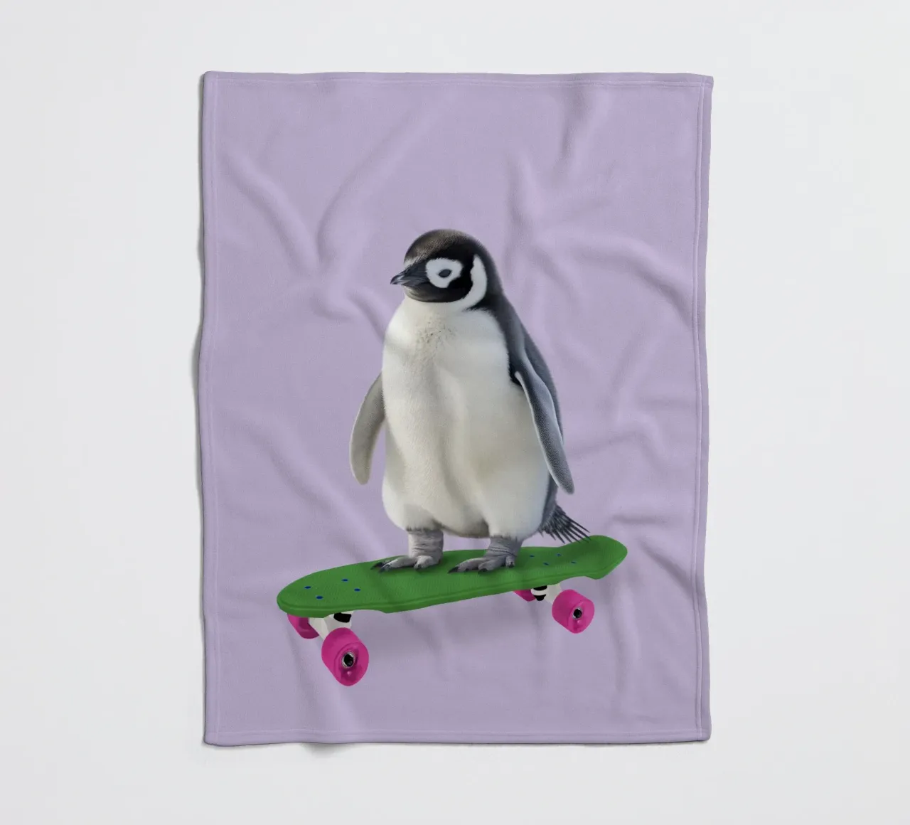 Skate Penguin fleece blanket by Dagmar Pels