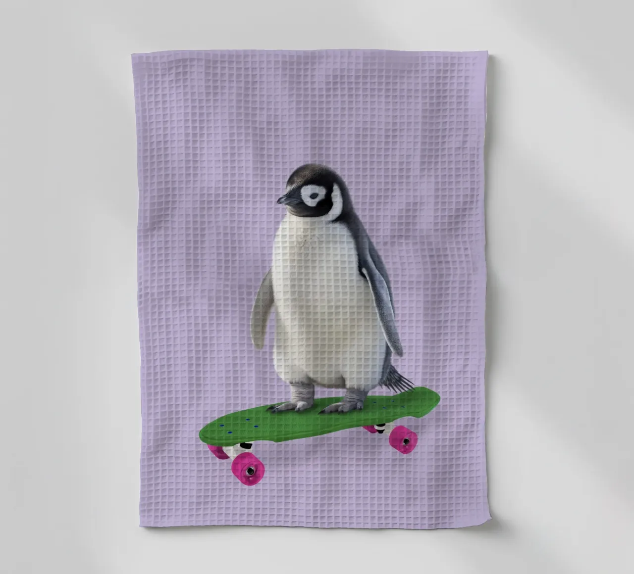 Skate Penguin tea towel by Dagmar Pels
