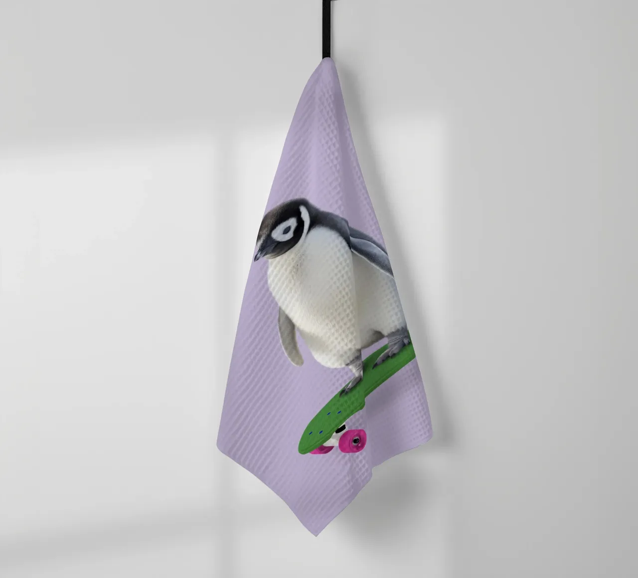 Skate Penguin tea towel by Dagmar Pels
