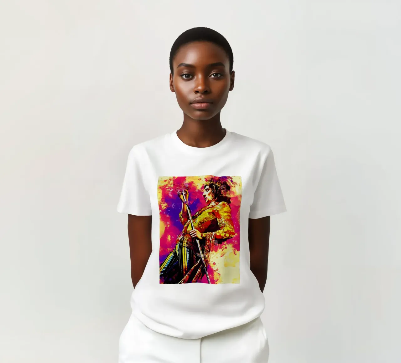 Smudge of Portrait Rod Stewart t-shirt by Gunawan Rb