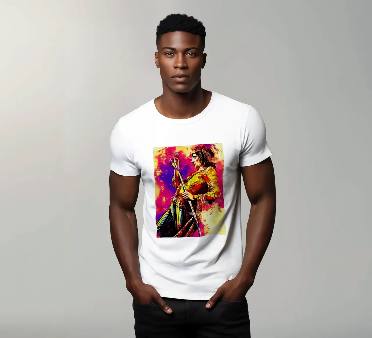Smudge of Portrait Rod Stewart t-shirt by Gunawan Rb