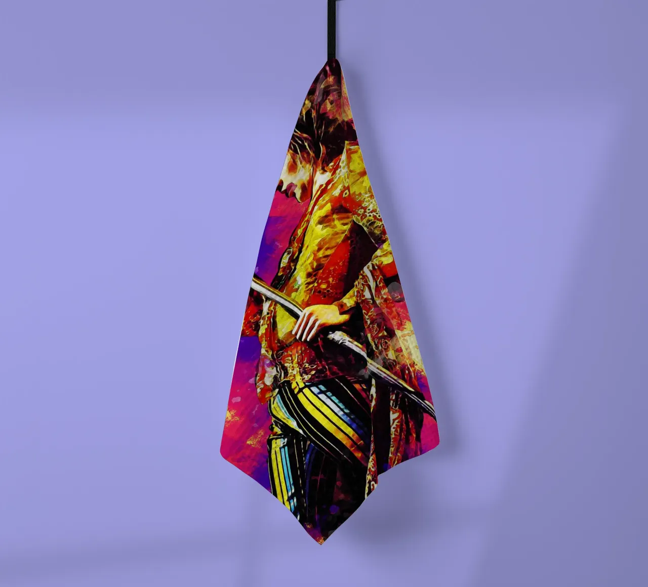 Smudge of Portrait Rod Stewart tea towel by Gunawan Rb