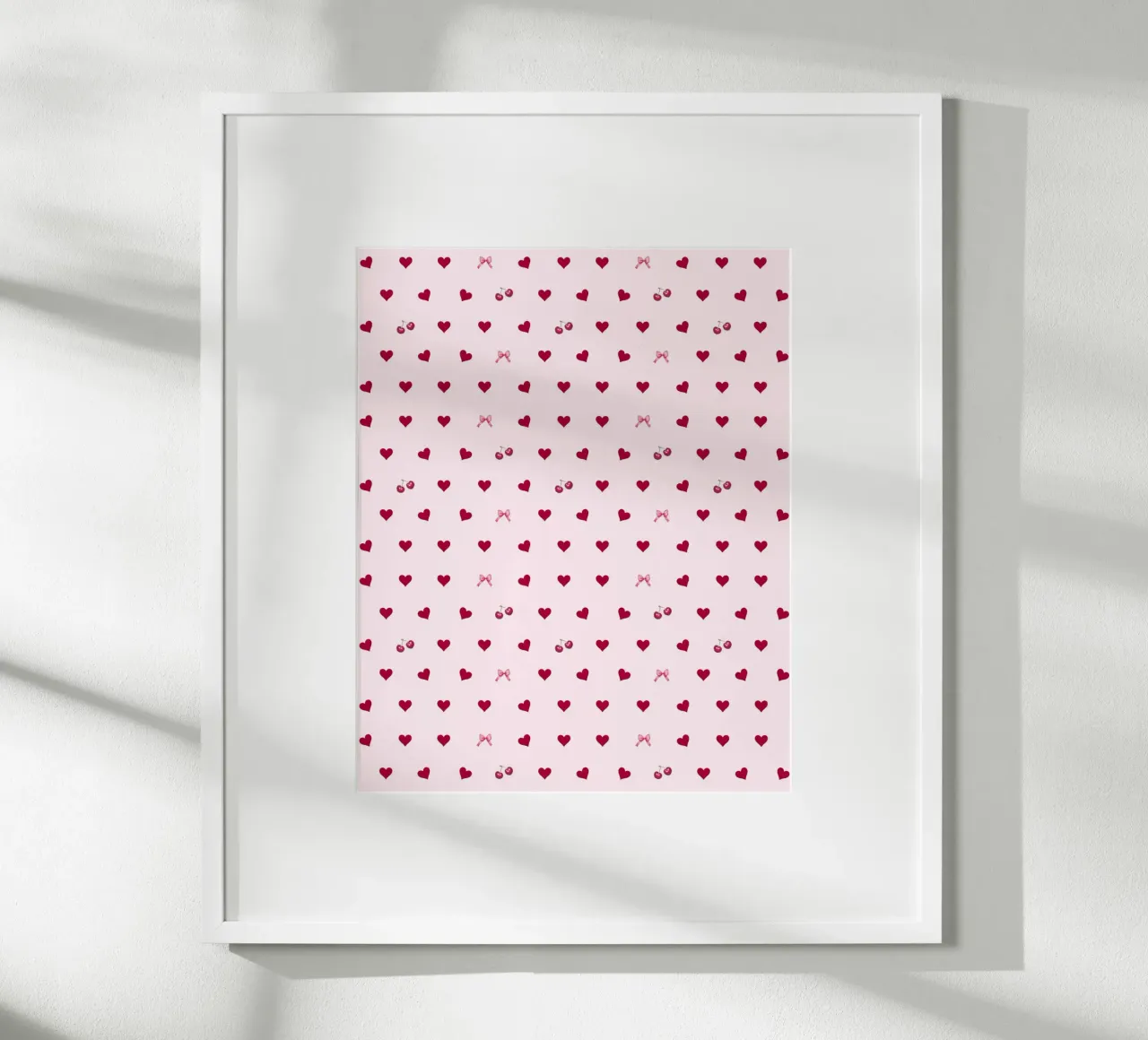 Dunkle Kirsche Rotes Herz Liebe Rosa Schleifen Coquette Valentines Kunst Poster mit Kunststoffrahmen von Gentle Echoes Art