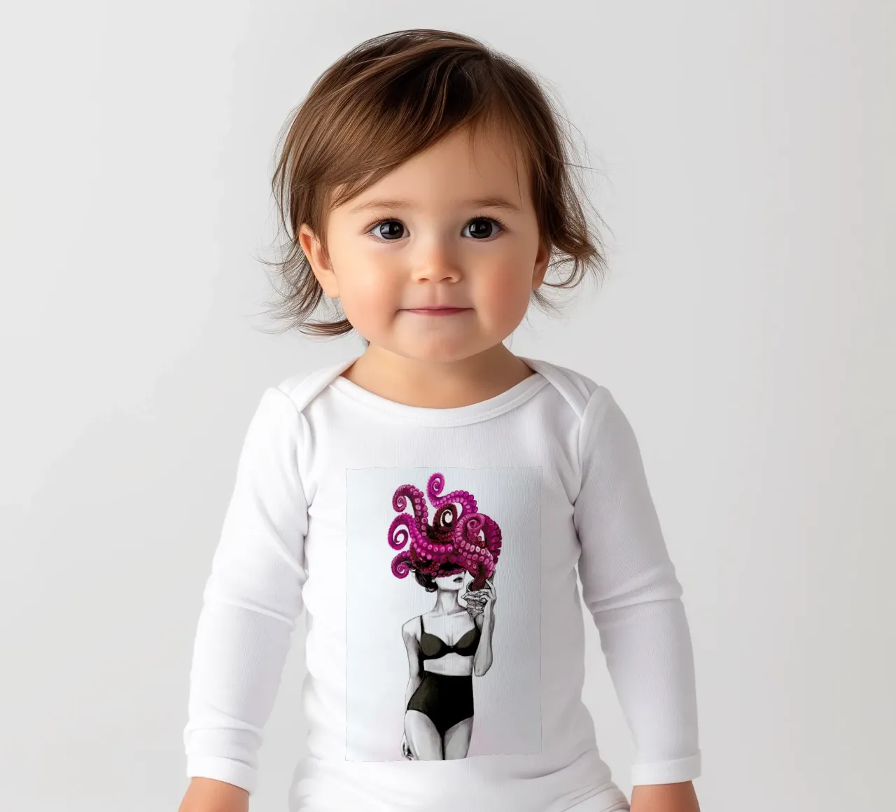 Ocean long-sleeve baby romper by Laura Graves