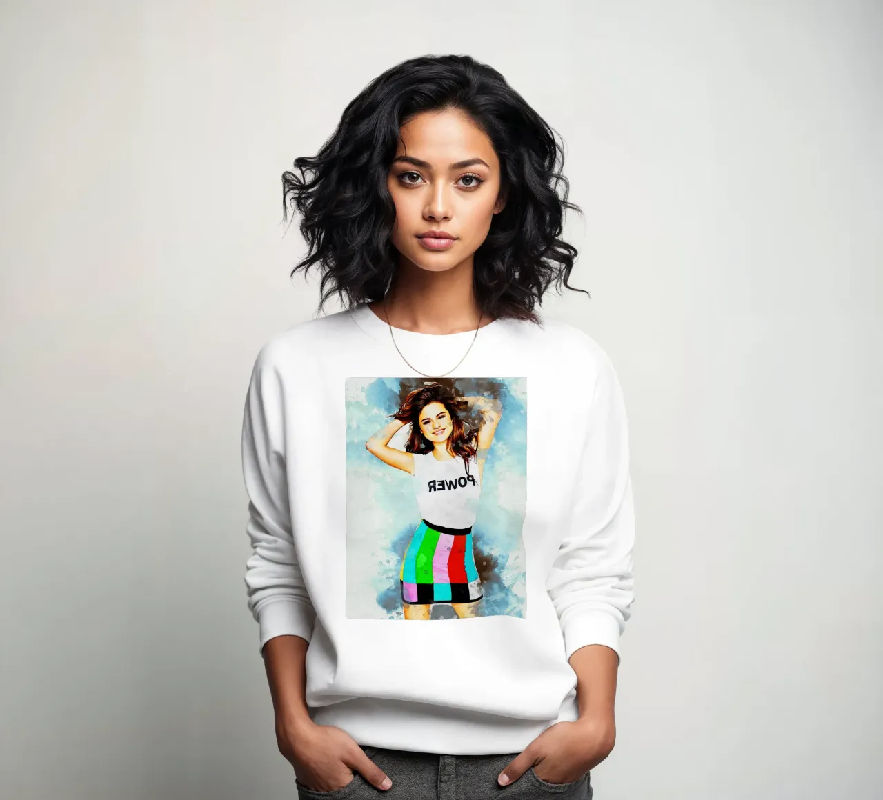 Macchia di ritratto Selena Gomez felpa da Gunawan Rb