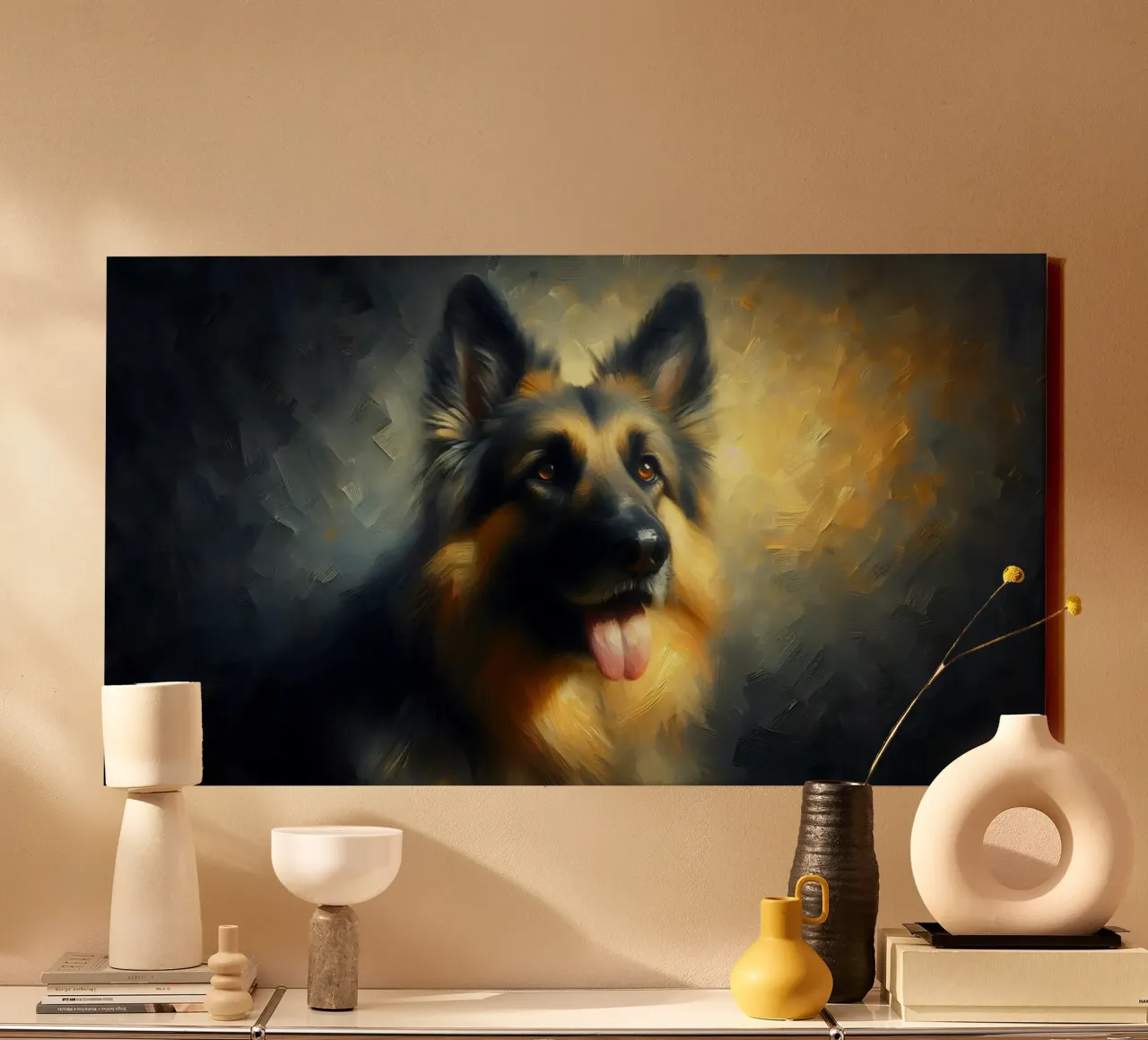 Herdershond - afbeelding van een dier canvas met Baklijst van hunde-katzen-tiere