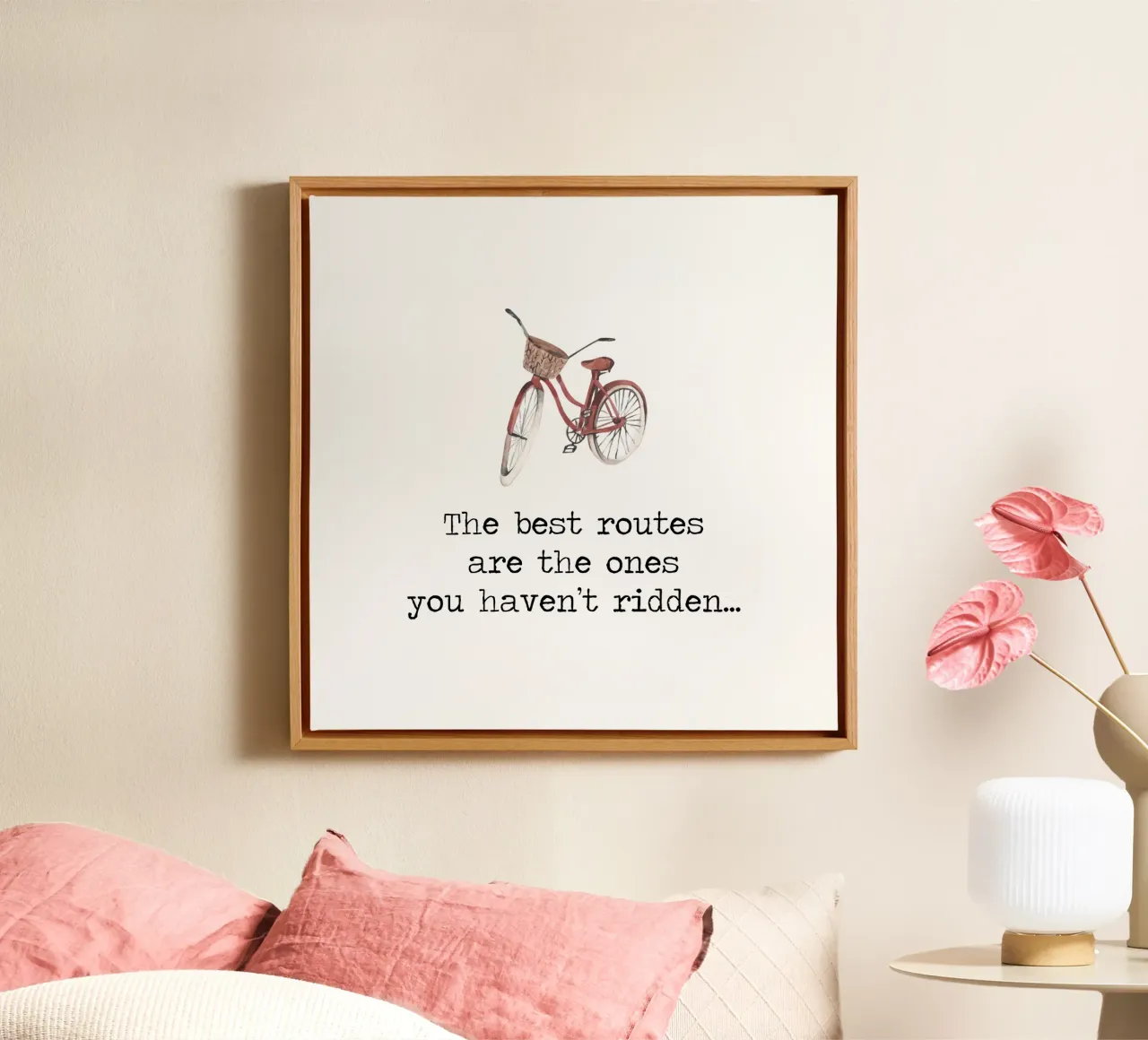 The Best Routes, Travel Adventure Explore Cycle canvas with Floater frame by Summer Soul Co. - Quotes