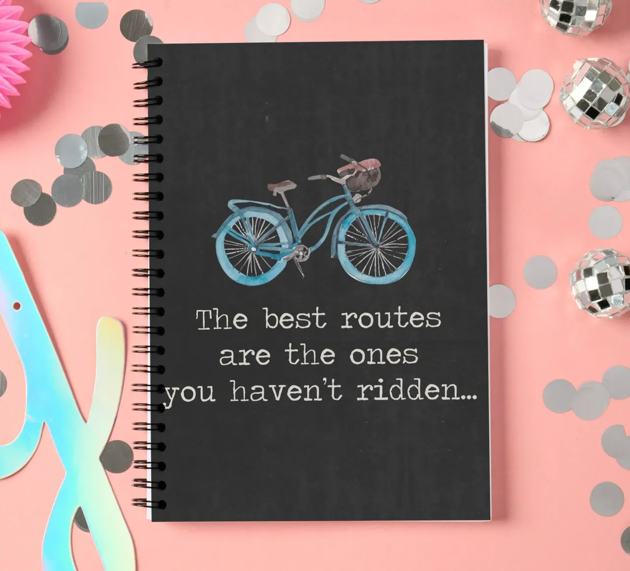 The Best Routes are the ones you haven't ridden bicycle bike spiral notebook by Summer Soul Co. - Quotes