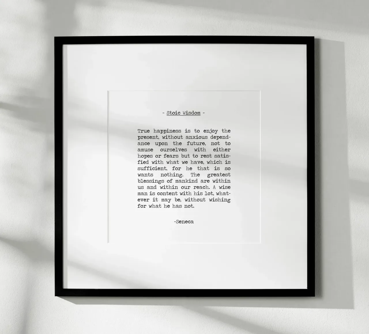 Saggezza stoica Celebre citazione ispirata di Seneca poster con telaio in alluminio da Summer Soul Co. - Quotes