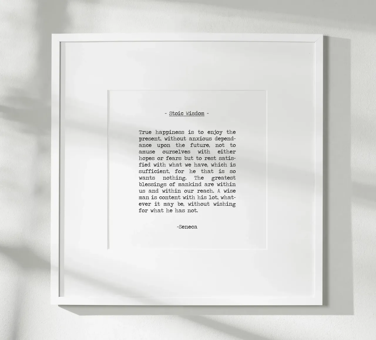Saggezza stoica Celebre citazione ispirata di Seneca poster con telaio in alluminio da Summer Soul Co. - Quotes