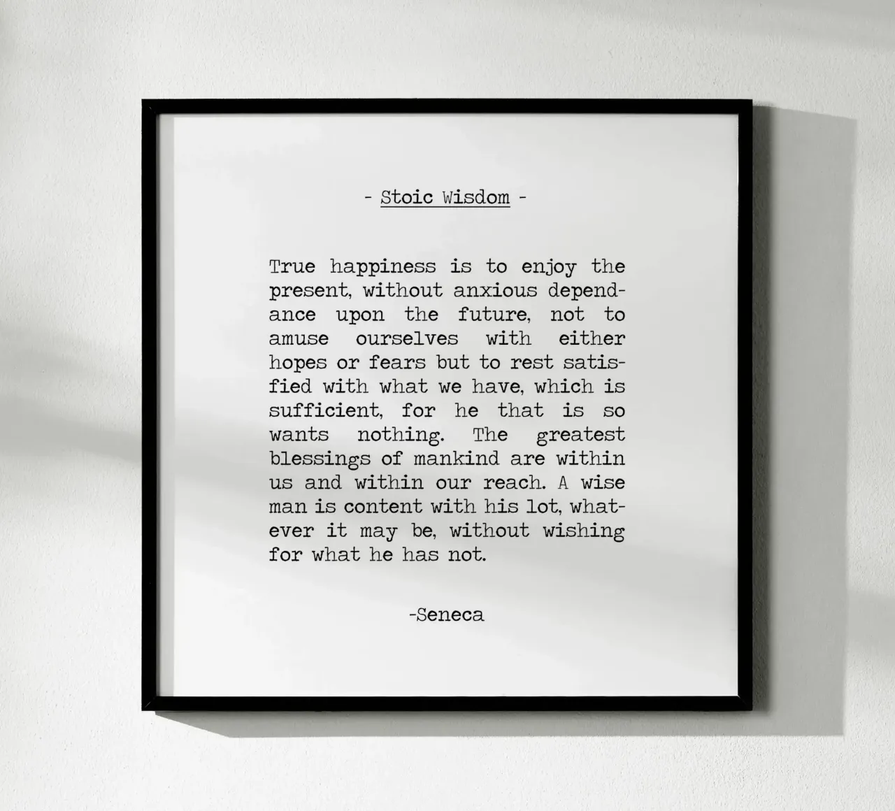 Saggezza stoica Celebre citazione ispirata di Seneca poster con telaio in alluminio da Summer Soul Co. - Quotes