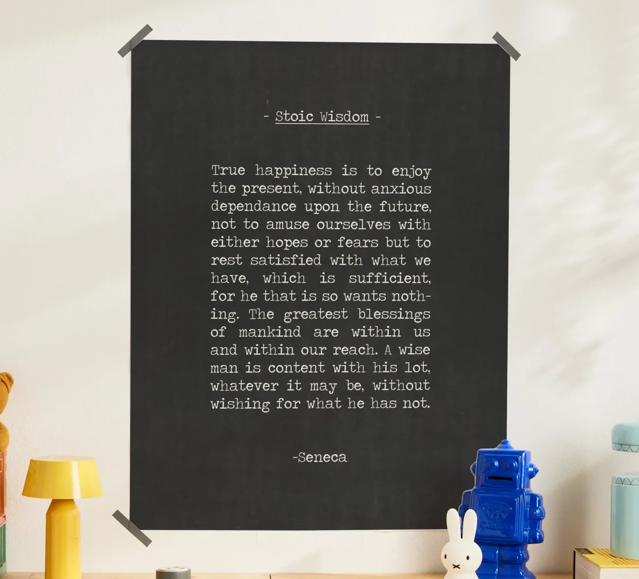 Stoic Wisdom Famous Inspiring Seneca Quote vintage word art poster con telaio in plastica da Summer Soul Co. - Quotes