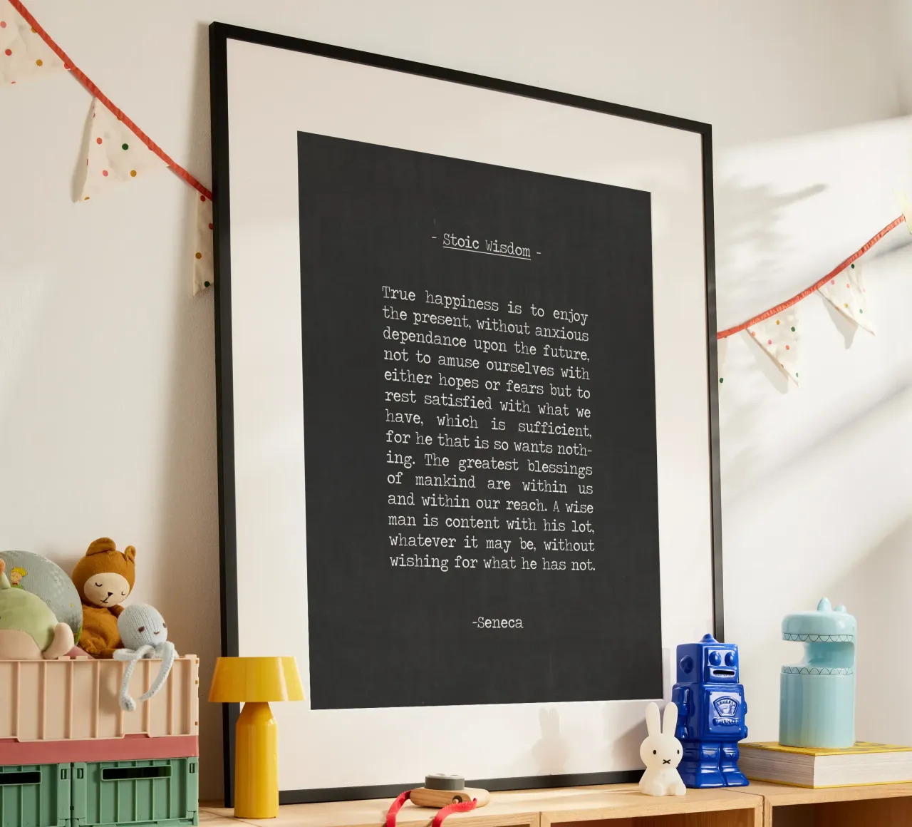 Stoic Wisdom Famous Inspiring Seneca Quote vintage word art poster con telaio in plastica da Summer Soul Co. - Quotes