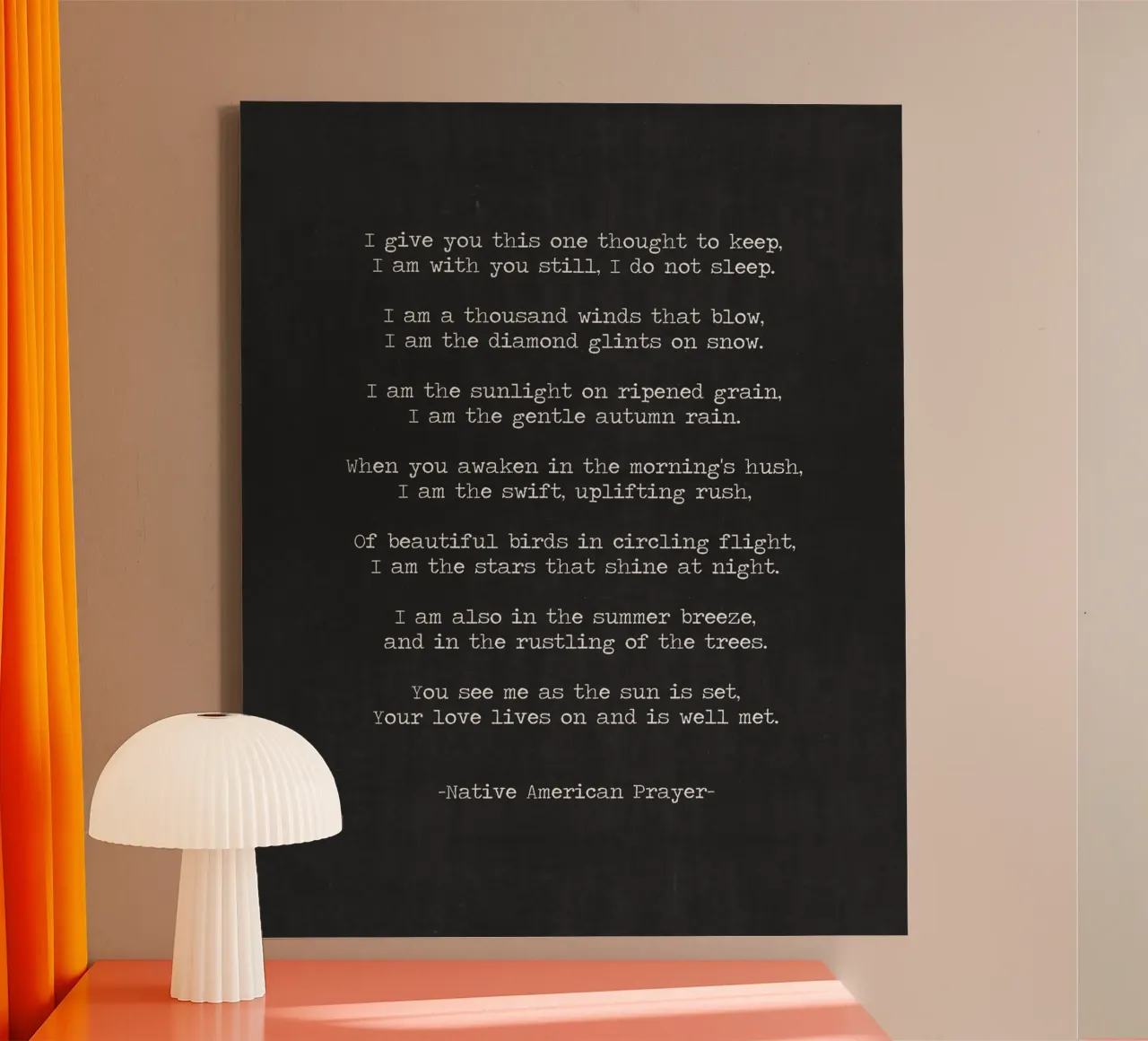 Inheems Amerikaans gedicht over rouw en verdriet canvas met Baklijst van Summer Soul Co. - Quotes