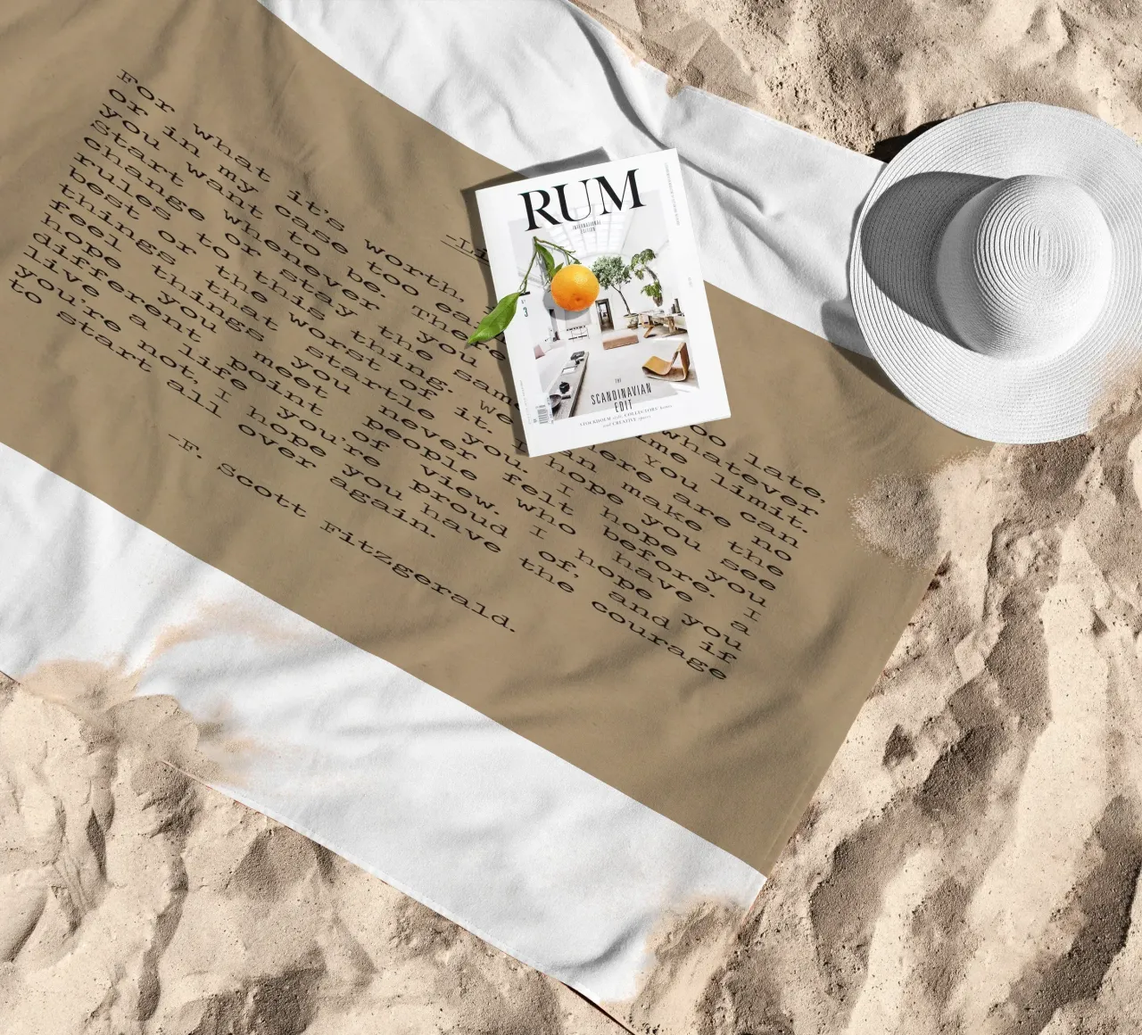 Vida - F Scott Fitzgerald "For What it's Worth" Cita toalla de playa de Summer Soul Co. - Quotes