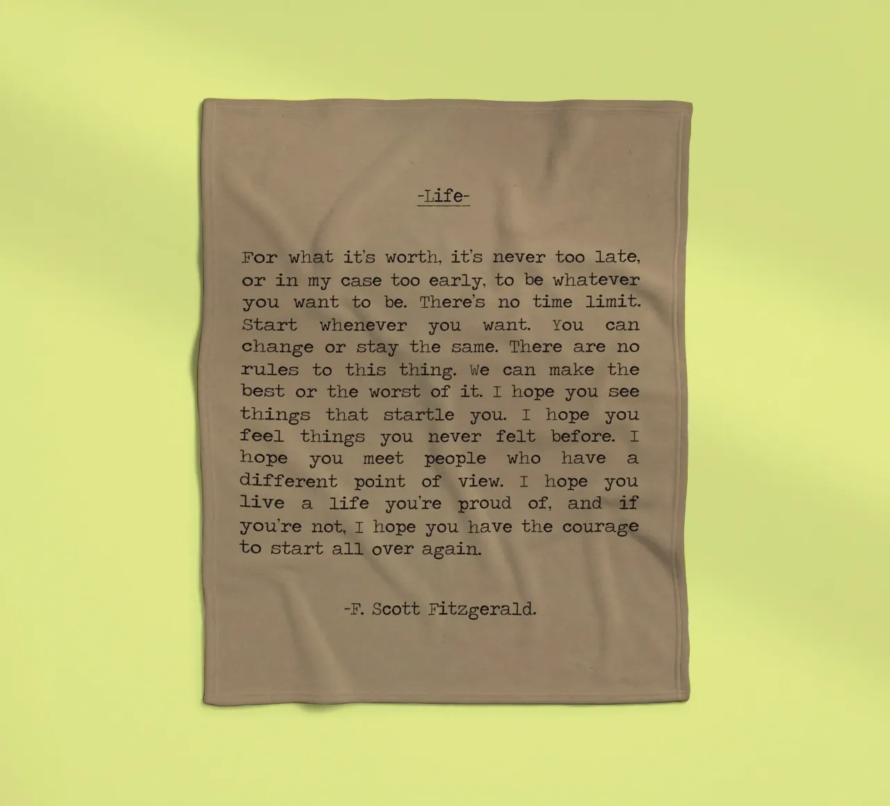 Leben - F. Scott Fitzgerald Zitat "Wenn's drauf ankommt Fleecedecke von Summer Soul Co. - Quotes