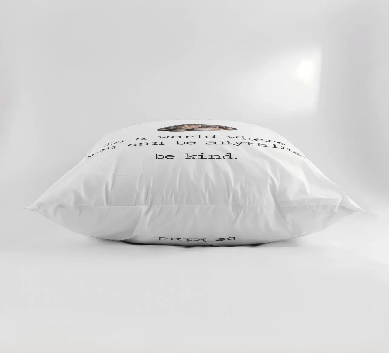 In A World Where You Can Be Anything "Be Kind" Deer Word Art decorative cushion by Summer Soul Co. - Quotes