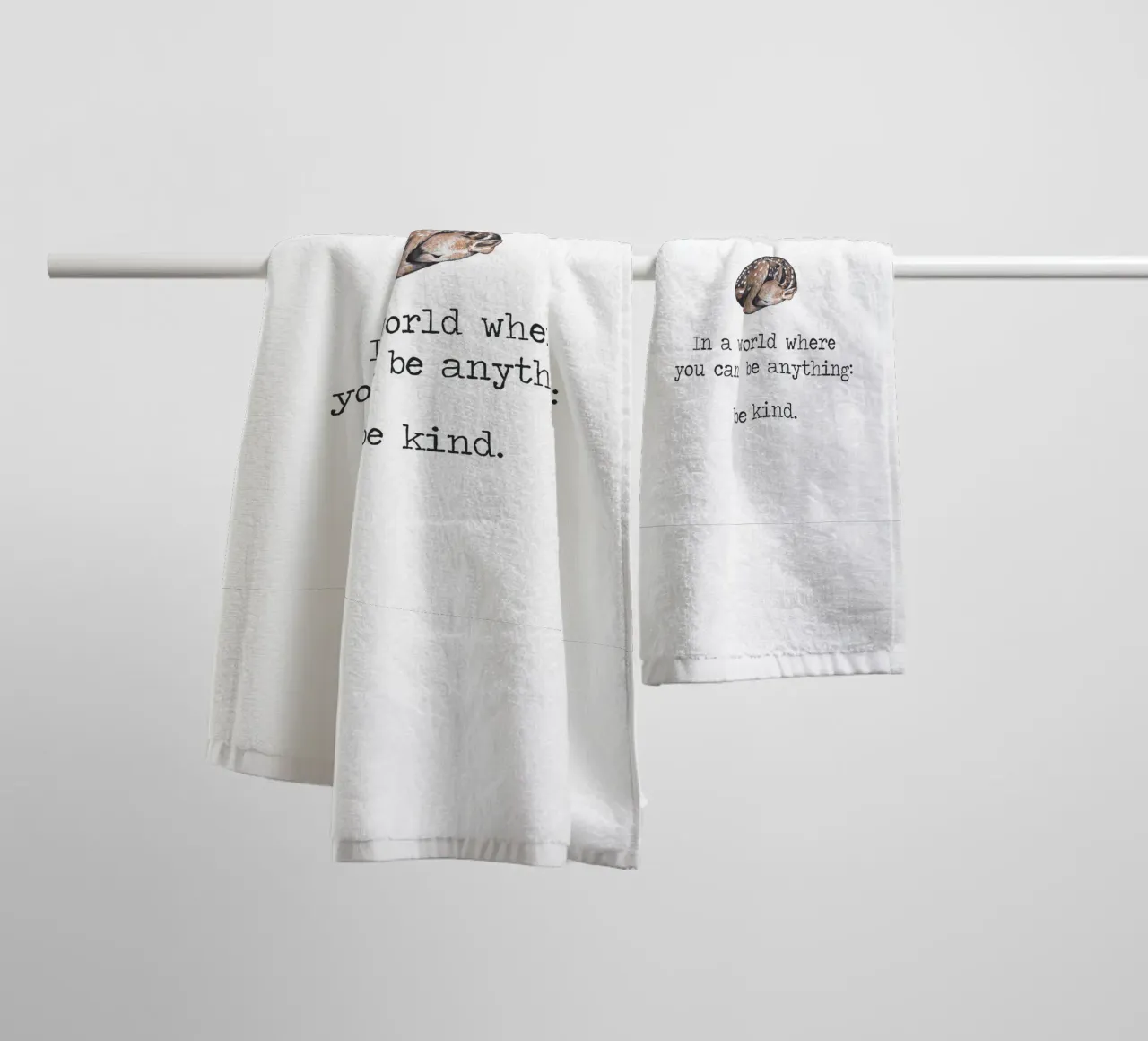 In A World Where You Can Be Anything "Be Kind" Deer Word Art towel by Summer Soul Co. - Quotes