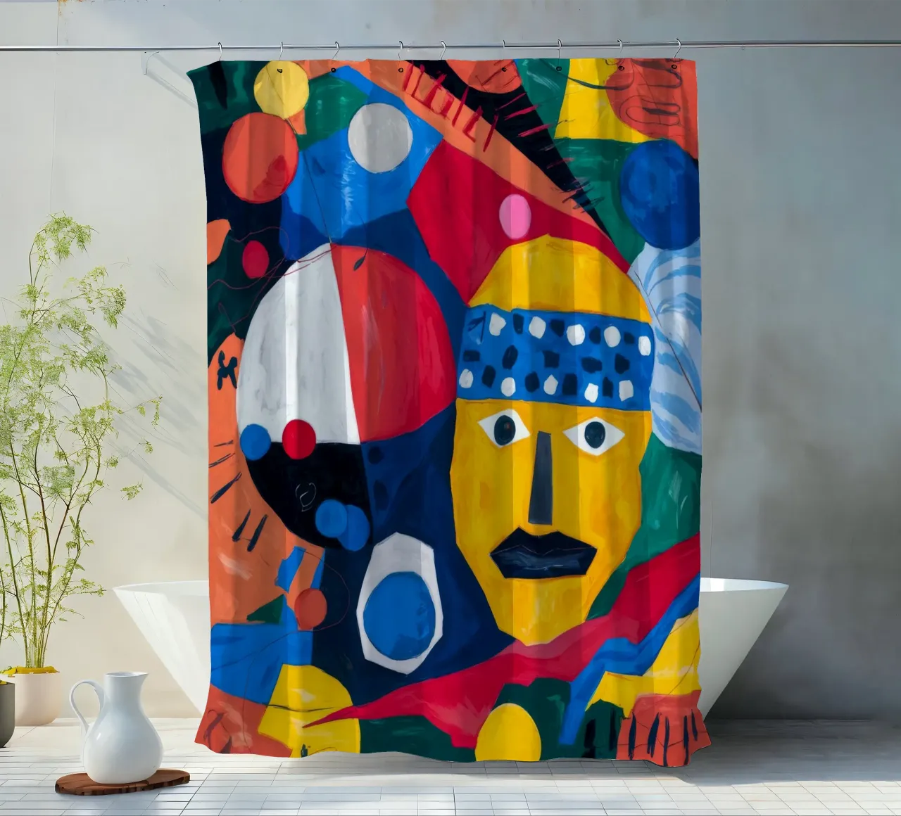 Geometric Whimsy shower curtain by Monarco Virtuoso