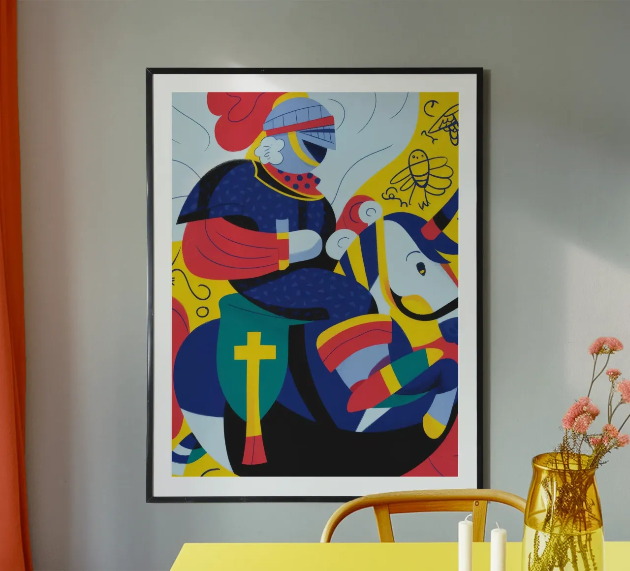 La fantasia del cavaliere poster con telaio in plastica da Monarco Virtuoso